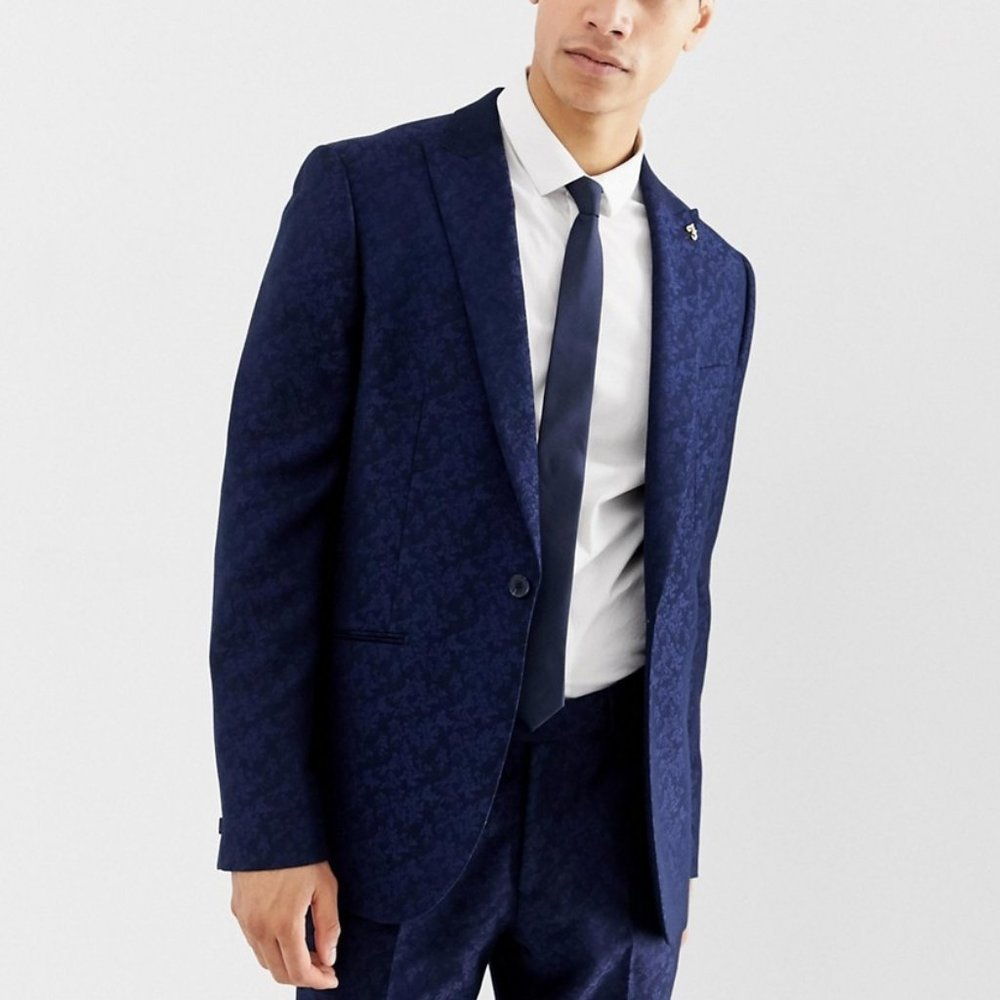 Farah Hookstone Party Skinny Suit Jacket Floral Jacquard